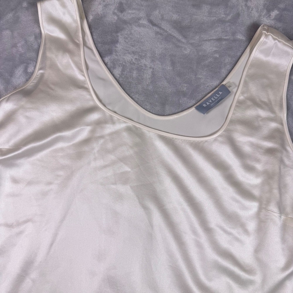 Ravella Cream 100% Pure Silk Scoop Neck Tank Top XL Luxury Silk Collection*